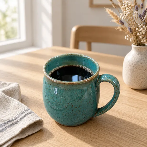 Taza de cerámica en la encimera de la cocina — Escena con IA